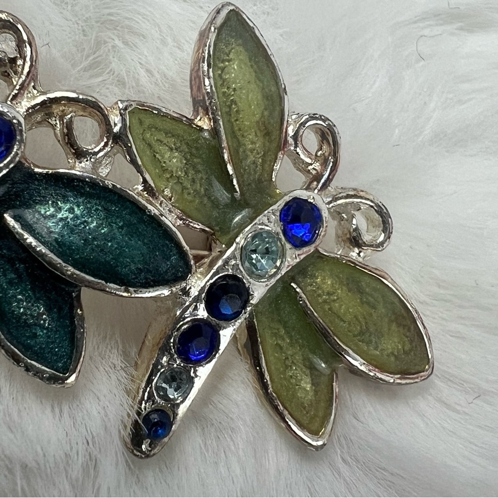 Dragonfly Crystal & Enamel Brooch - Picture 4 of 9